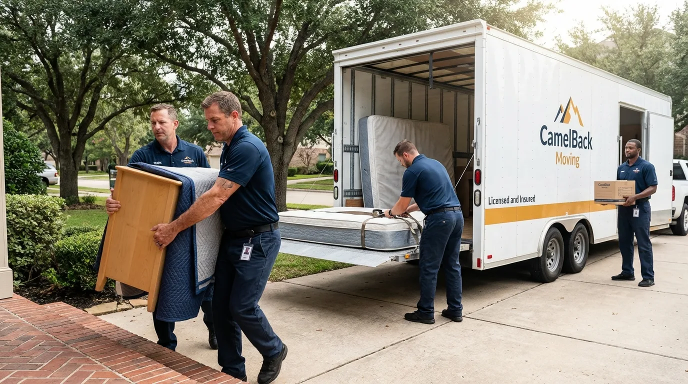 Crew loading residential truck for cross-state move from Leakesville, MS