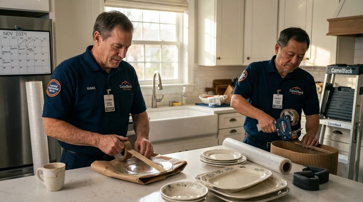 Professional crew packing kitchen dishware in Leakesville, MS